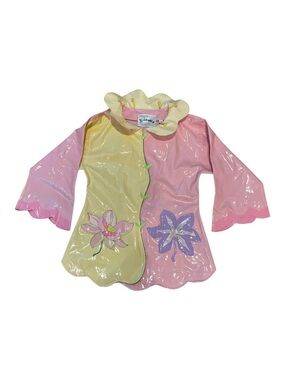 Kidorable Pastel Floral Vinyl Raincoat - Pink & Yellow